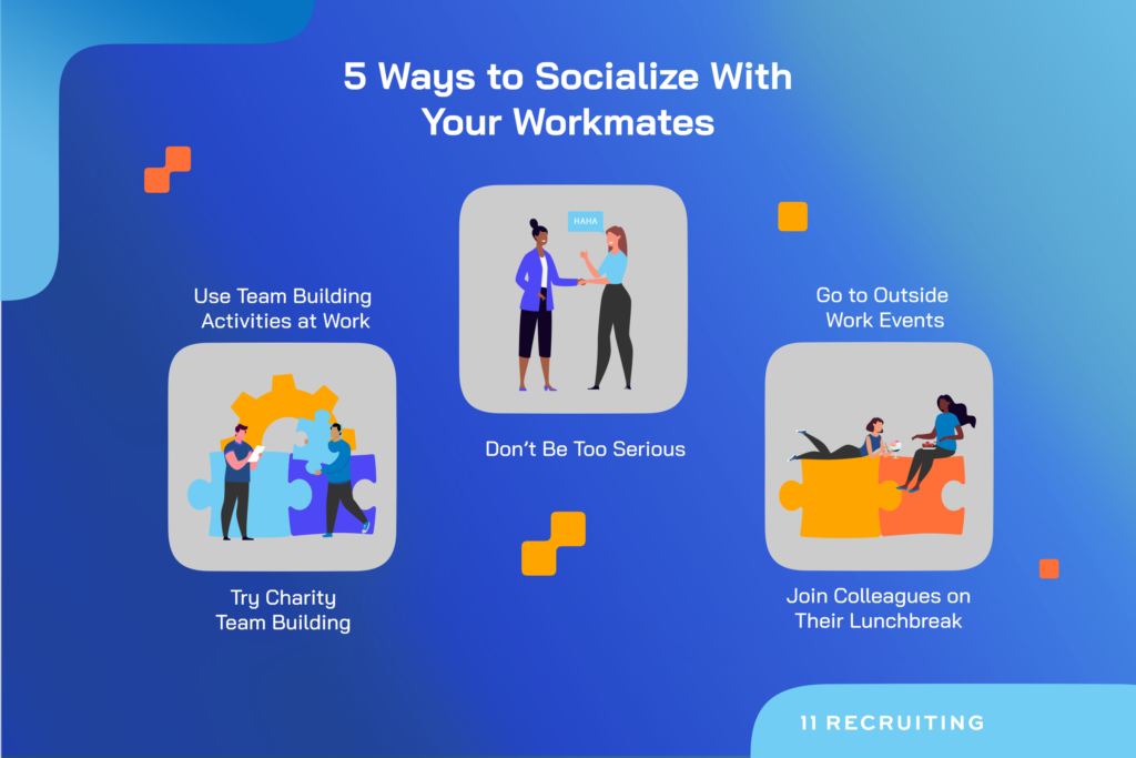 5 ways to socialize with your workmate white text